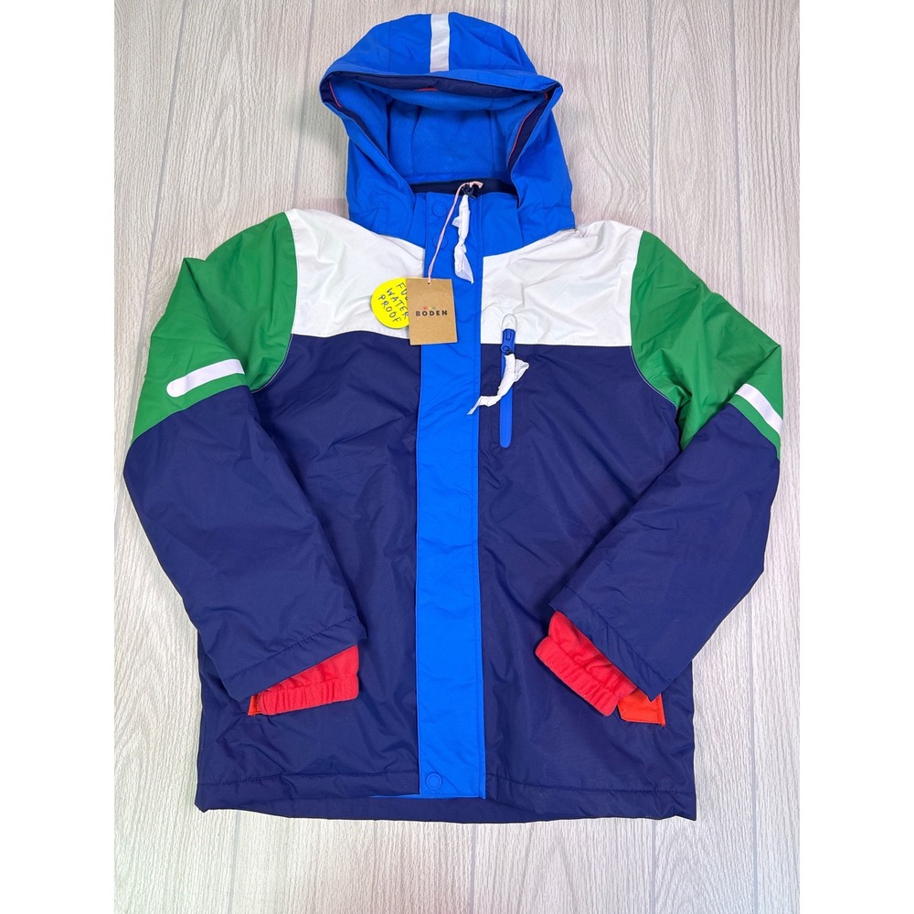 Mini Boden Kids Waterproof Colorblock Jacket Size 11-12Y New With Tags